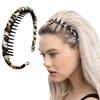 LYKAA Headband with Synthetic Braided Hair Stylish Animal Printed Headband Non-slip Teeth Comb Hair Hoop Hairbands for Face Washing Hair Accessorie