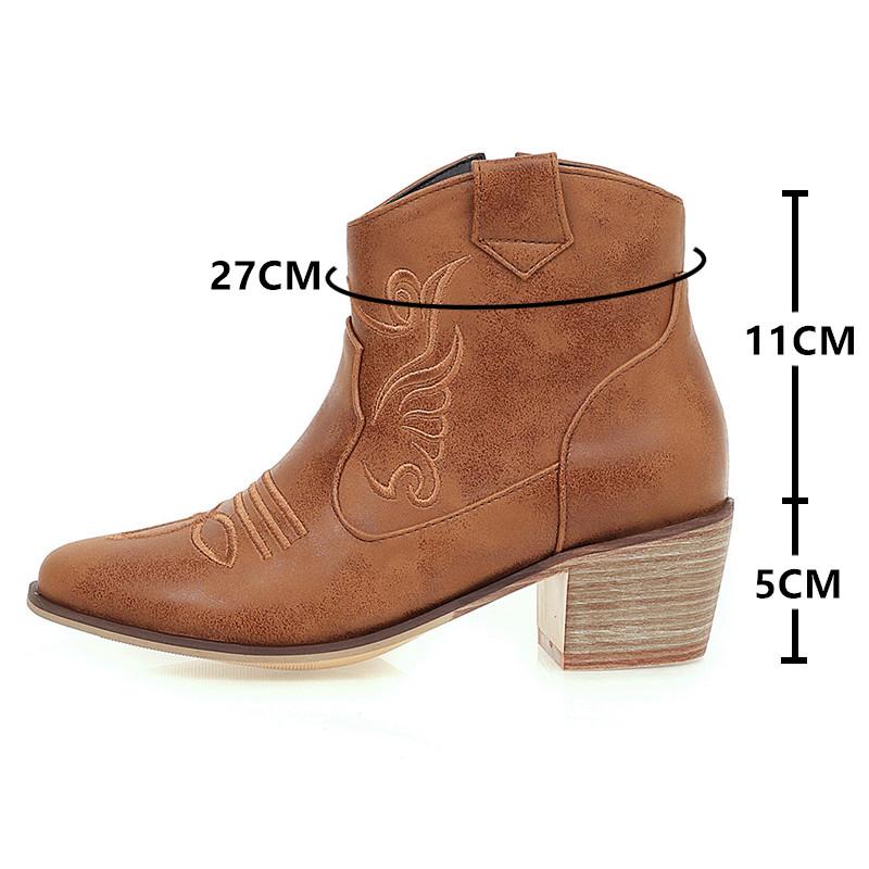Winter New Pointed Toe Western Cowgirl Boots Cowboy Boots Shoes Women Ankle Boots Cossacks Femal Shoes Chelsea Botas Mujer