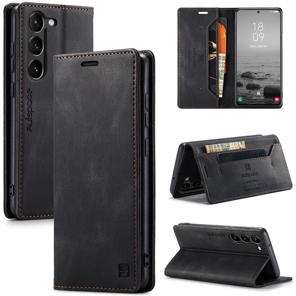 Premium Vintage Leather Wallet Case for Samsung Galaxy S23 - Flip Cover with Card Slots, Shockproof Retro Style (4 Colors)
