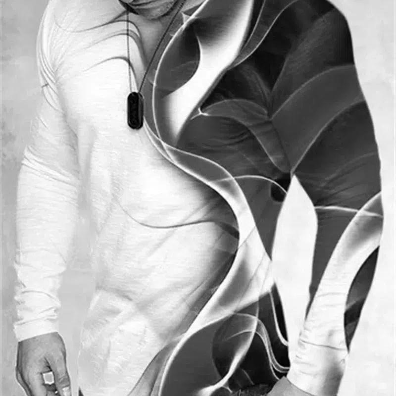 

Длинные рукава тай-дай мужские модные футболки весна осень 3D градиентный принт уличный стиль мужские футболки 6XL плюс размер повседневные топы 6XL