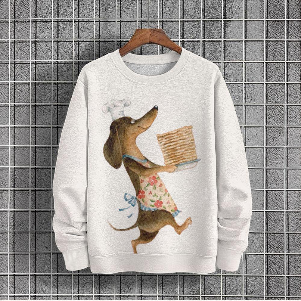 Animal Print Sweatshirts For Men Loose O-Neck Hoodies Dog Graphic Long Sleeves Outdoor Streetwear Oversized Men's Clothing Tops