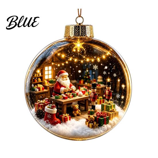 Coordinated Seasonal Arrangements Glowing Clear Christmas Ball Ornament Light Up Story Decoration with Warm LED 3D Winter Scene Baubles Light,