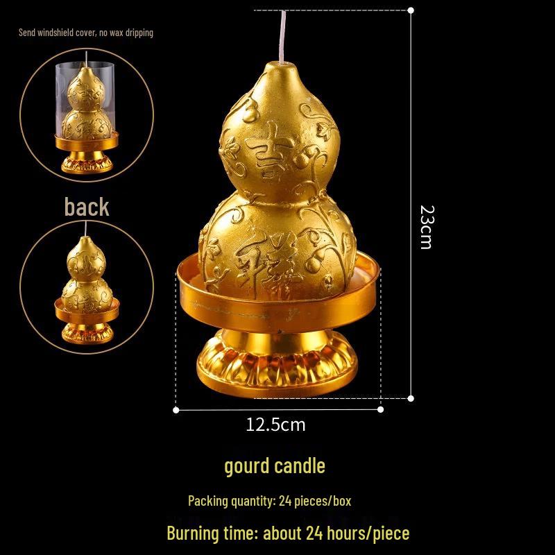 Auspicious Windproof Gourd Lotus Candles, Upgraded (24-Pack)