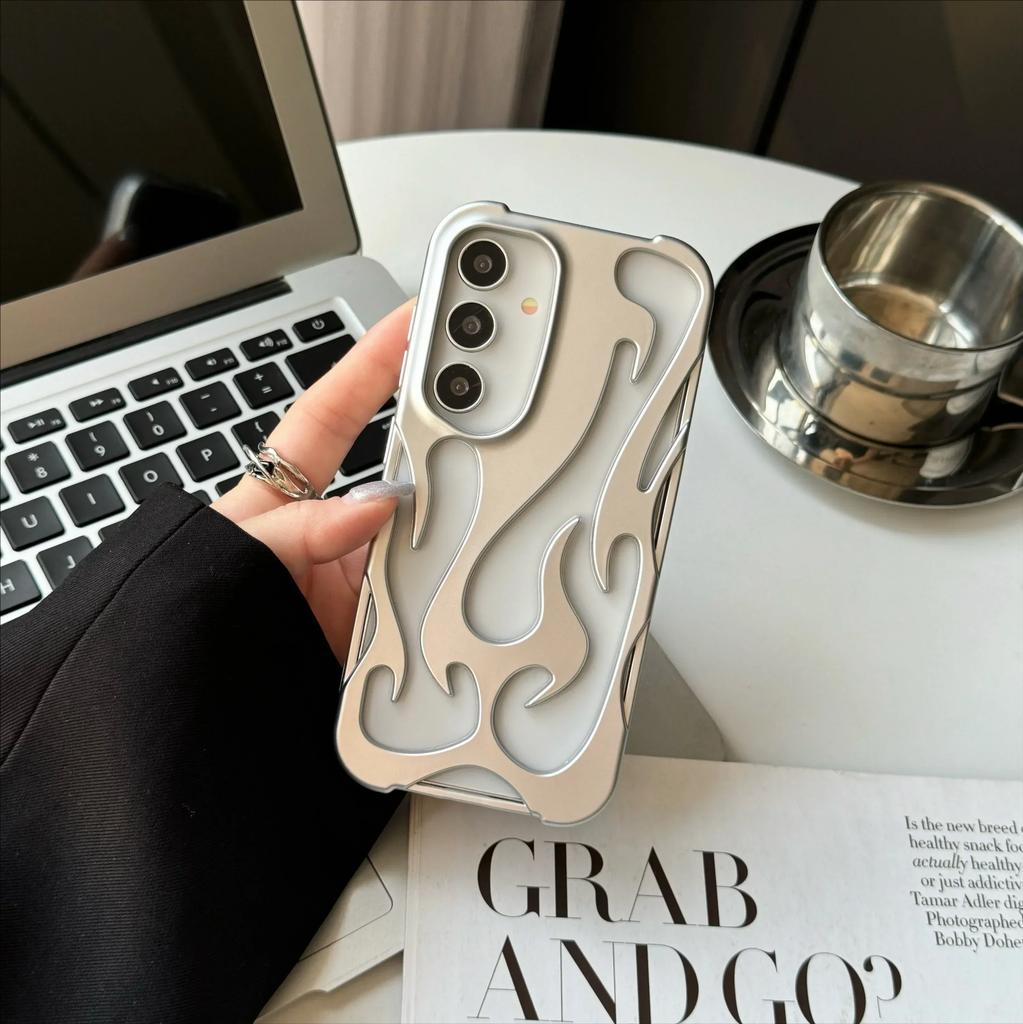 New 3D Flame pattern Case For Samsung Galaxy S24 S23 S22 Ultra A55 A16 A54 A06 A15 A14 Fashion Hollow Slim Shockproof soft Cover