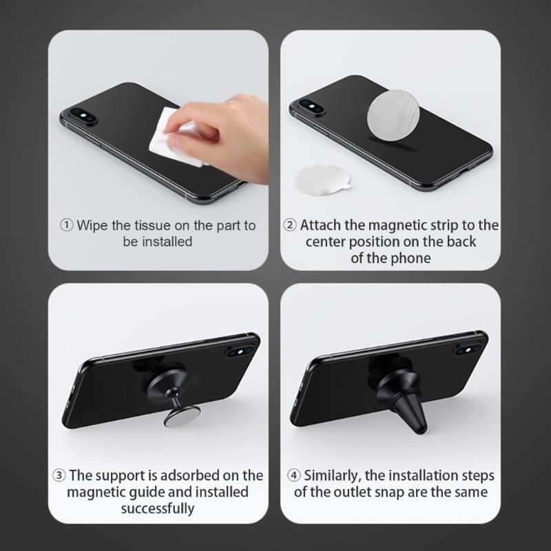 Practical Multiangle Rotation Phone Stand, Strong Magnetic Suction Cup Holder Single Hand Use for Various Mobile Devices