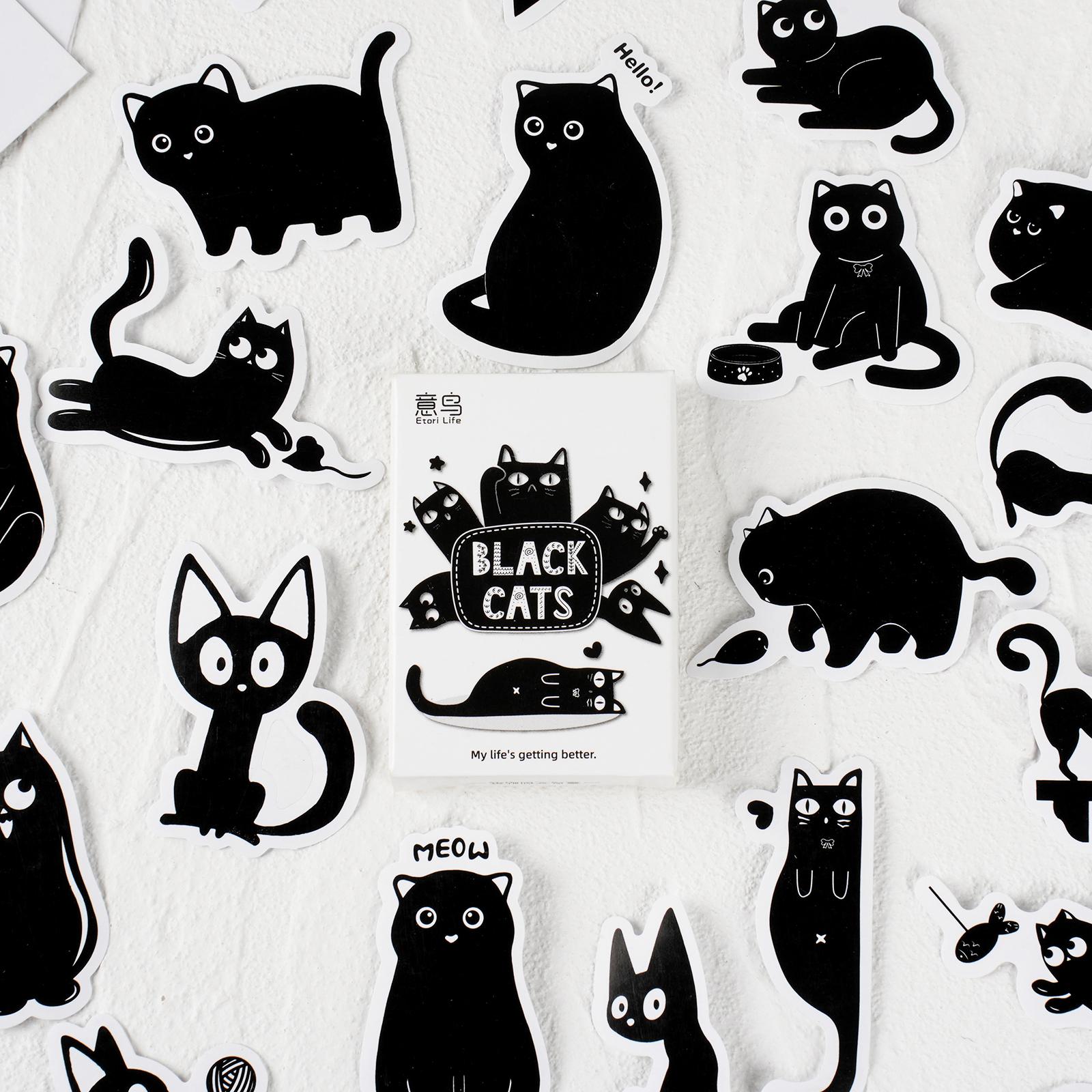 

30pcs Black Cats Stickers Set Cute cartoon Kitties Self-adhesive Decoration for Album Diary Gift Seal