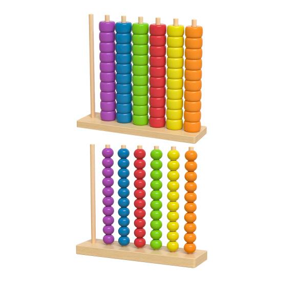 Beads Matching Stacking Toy Preschool Learning Color Recognition Rainbow Rings Game Boys Girls Educational Color Sorting Sequencing Toy