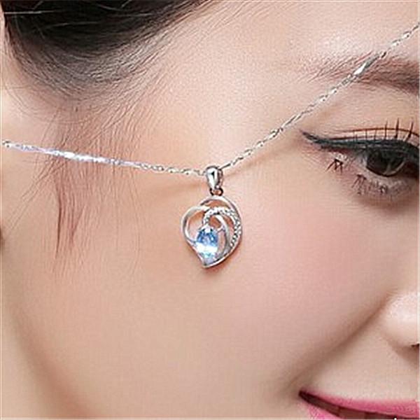 Fashion Blue Topa Silver Necklace Female Clasized Claolida