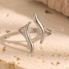 Middle Finger Ring Opening Adjustable Fit Women Ring Stainless Steel Texture Curved Geometric Shape Finger Band Jewelry Gift