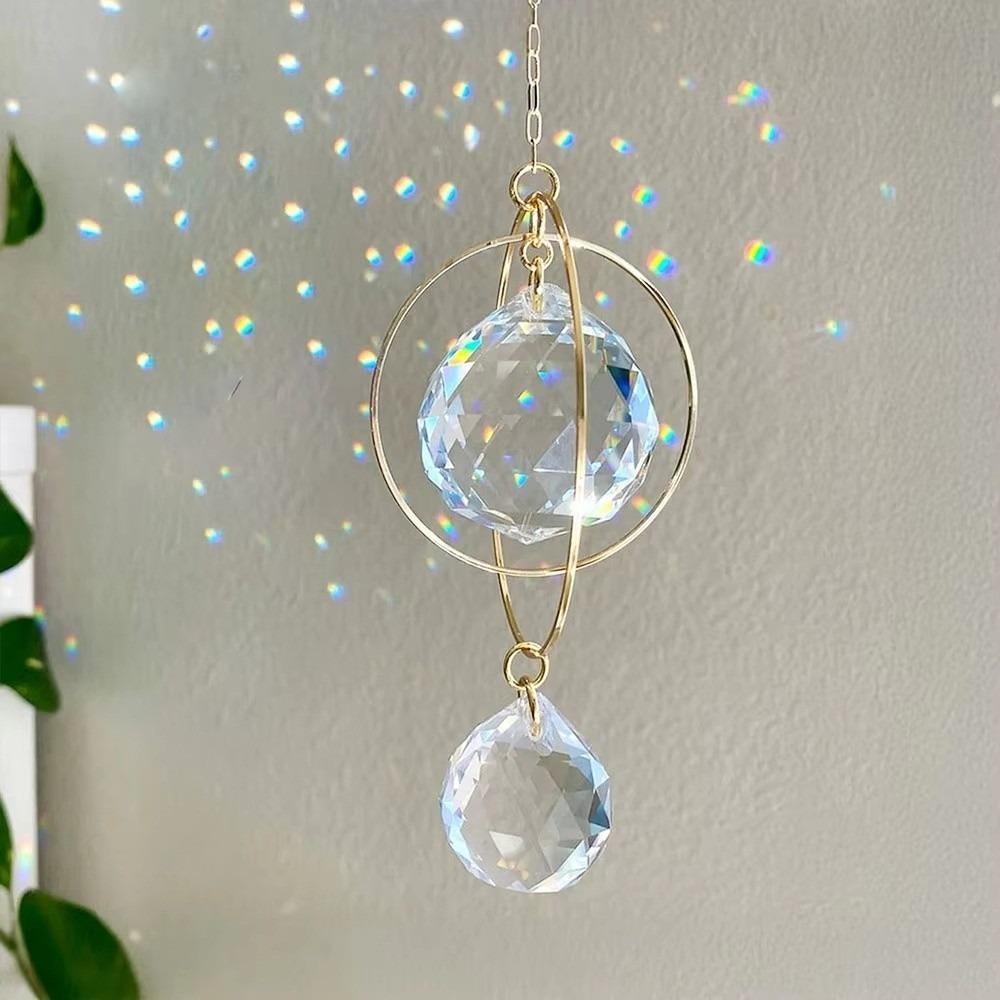 

Car Decoration Crystal Sun Catcher Ring Pendant Window Sun Catcher New Crystal Jewelry Gift A Large planet