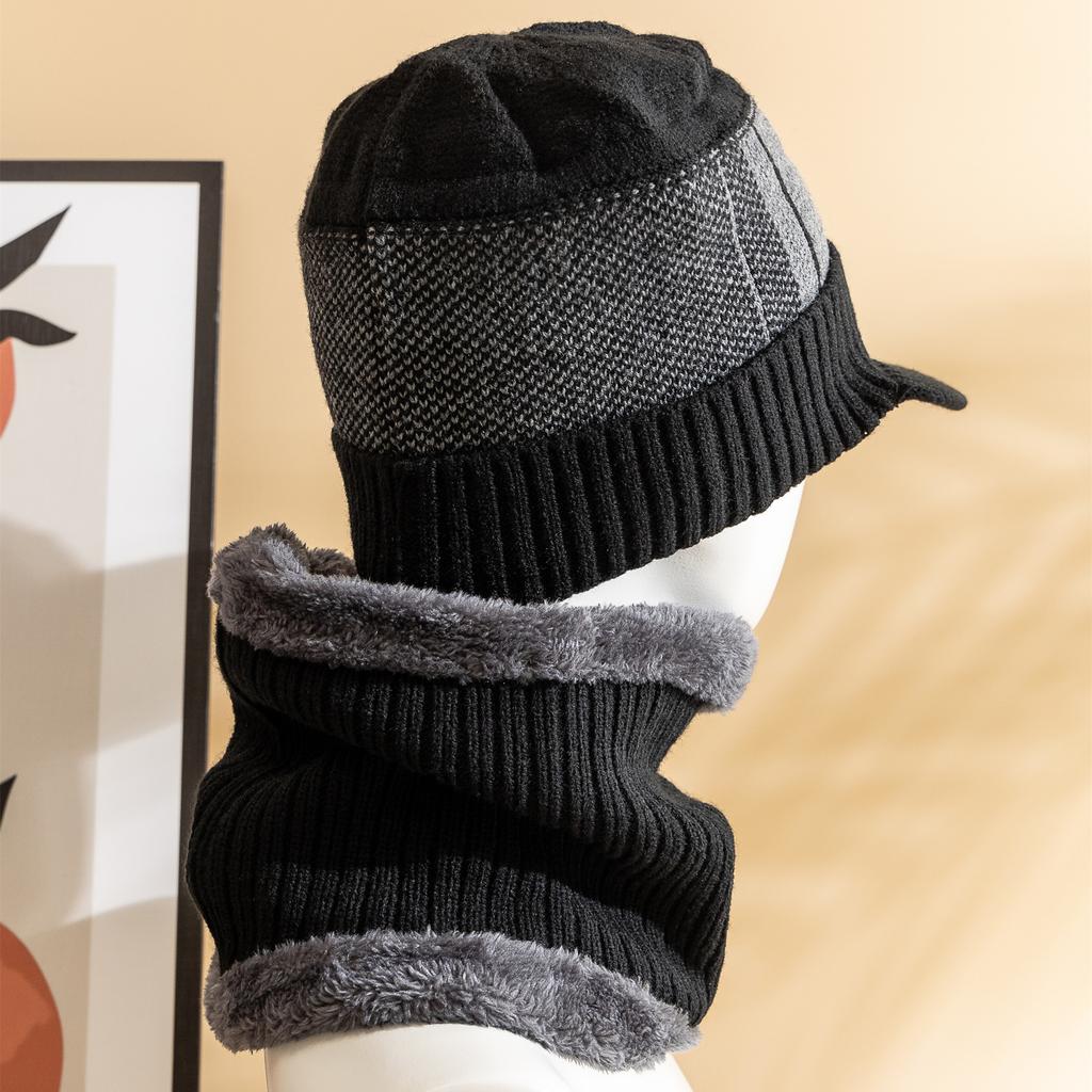 Men Winter Warm Set Classic Plush Fur Lined Winter Hat Male Outdoor Keep Warm Fashion Hat Cap
