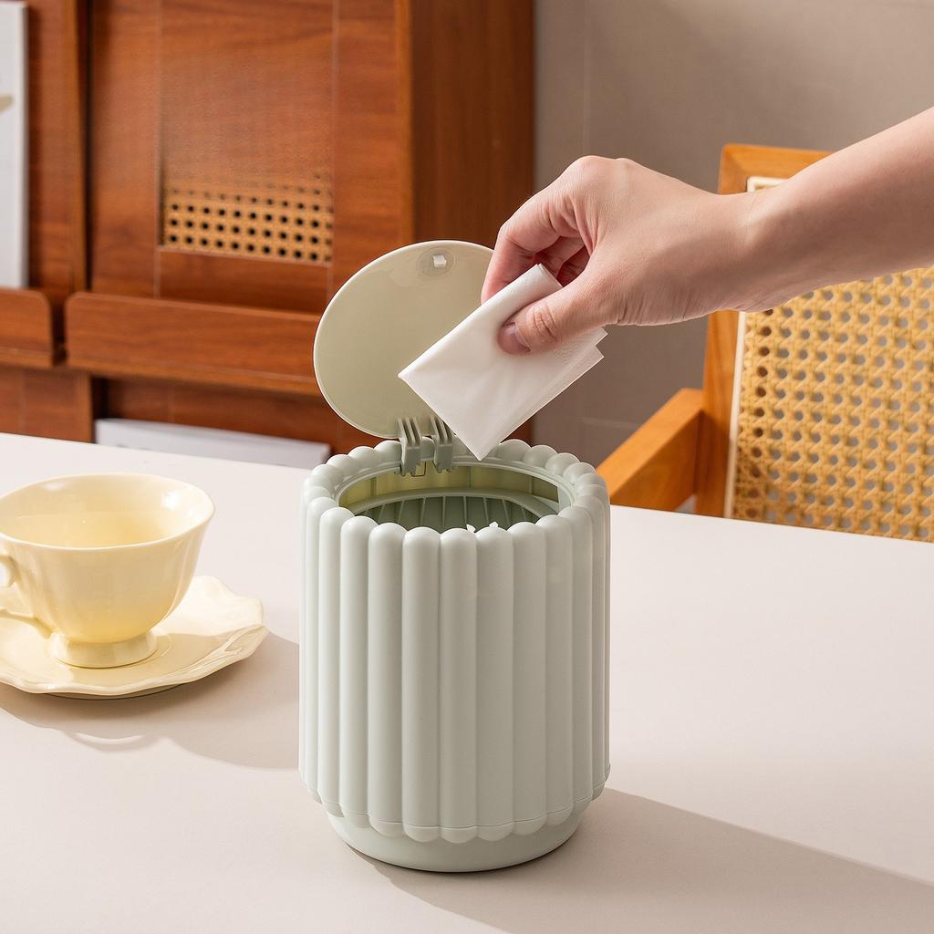 Press-type Wastebasket Household Large Opening Press Open Lid Trash Bin Office Desk Trash Can Desktop Storage Cleaning Trash Can