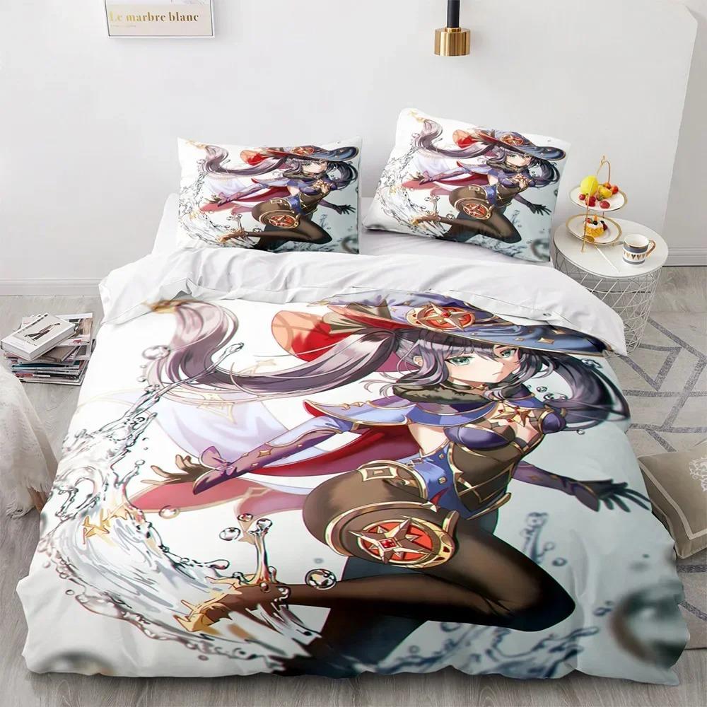 Game Genshin Impact Comforter Bedding Sets Quilt Bed Cover Duvet Cover Pillow Case Sets Kids Adult Size