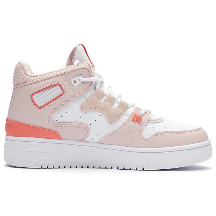 New LiNing Attack 2020 Cushioning Anti Slip And Wear Resistant Mid Top Vintage Basketball Shoes Women's Pink White AGBQ116-8