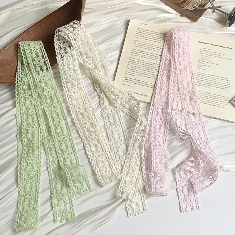 Lace silk scarf premium headdress DIY bow gift packaging clothing accessories ribbon headscarf headband streamer