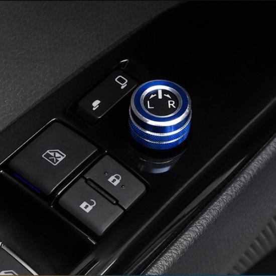 Alloy Blue Rearview Mirror Adjust Knobs Ring Cover for Toyota Corolla -