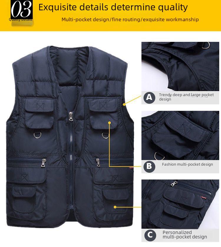 2023 Men's Warm Outdoor Fishing Vest - Autumn/Winter, Multiple Pockets, Loose Fit