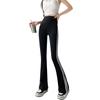 Black Flared Shark Pants for Women, High-waisted Slimming Striped Pants with Pockets, Loose and Stylish Spring/autumn Bell-bottom Pants