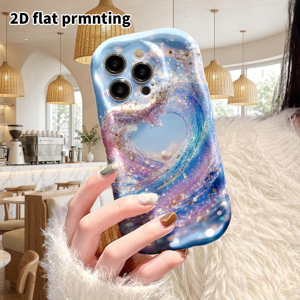 Phone Case: 2D Flat Design Suitable for iPhone 18 17 16 15 14 13 Pro Protective Case, Couple Style, Heart Wave, Christmas and Halloween Gift