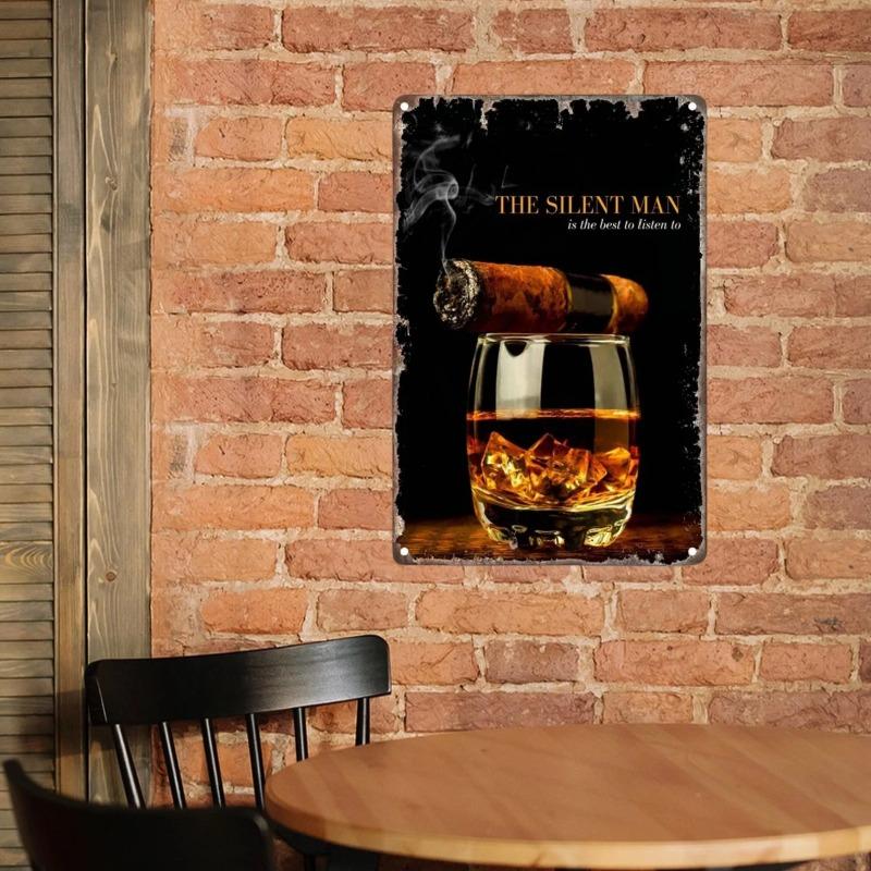 Vintage Whiskey Cigar Poster Metal Tin Sign Plaque Retro Decorative Plates For Garage Club Man Cave Bar Hotel Cafe Wall Decor