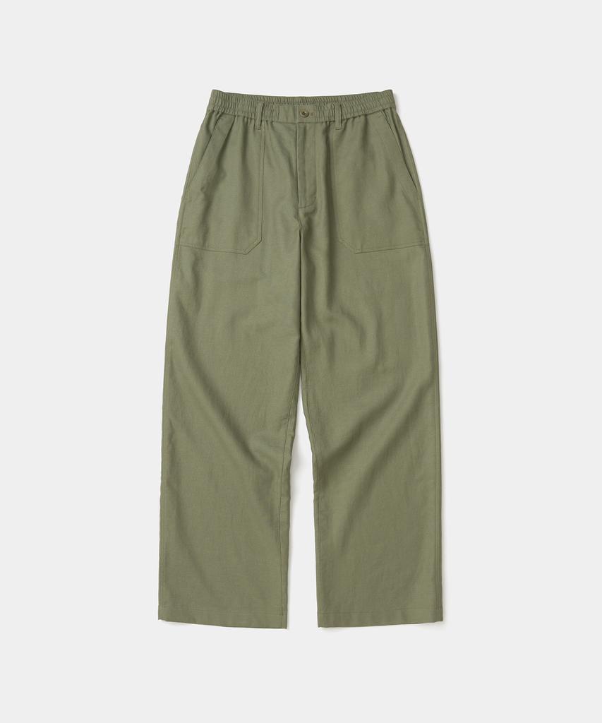 UNIFORM BRIDGE Linen Blended Banding Fatigue Pants Olive