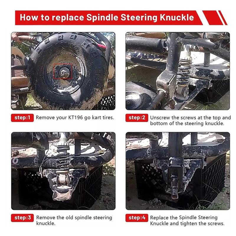 For  KT194, KT196, Kt196cc 6.5 Hp Go Kart Quad Parts- 1 Pair Spindle Steering Knuckle Shaft Bearing