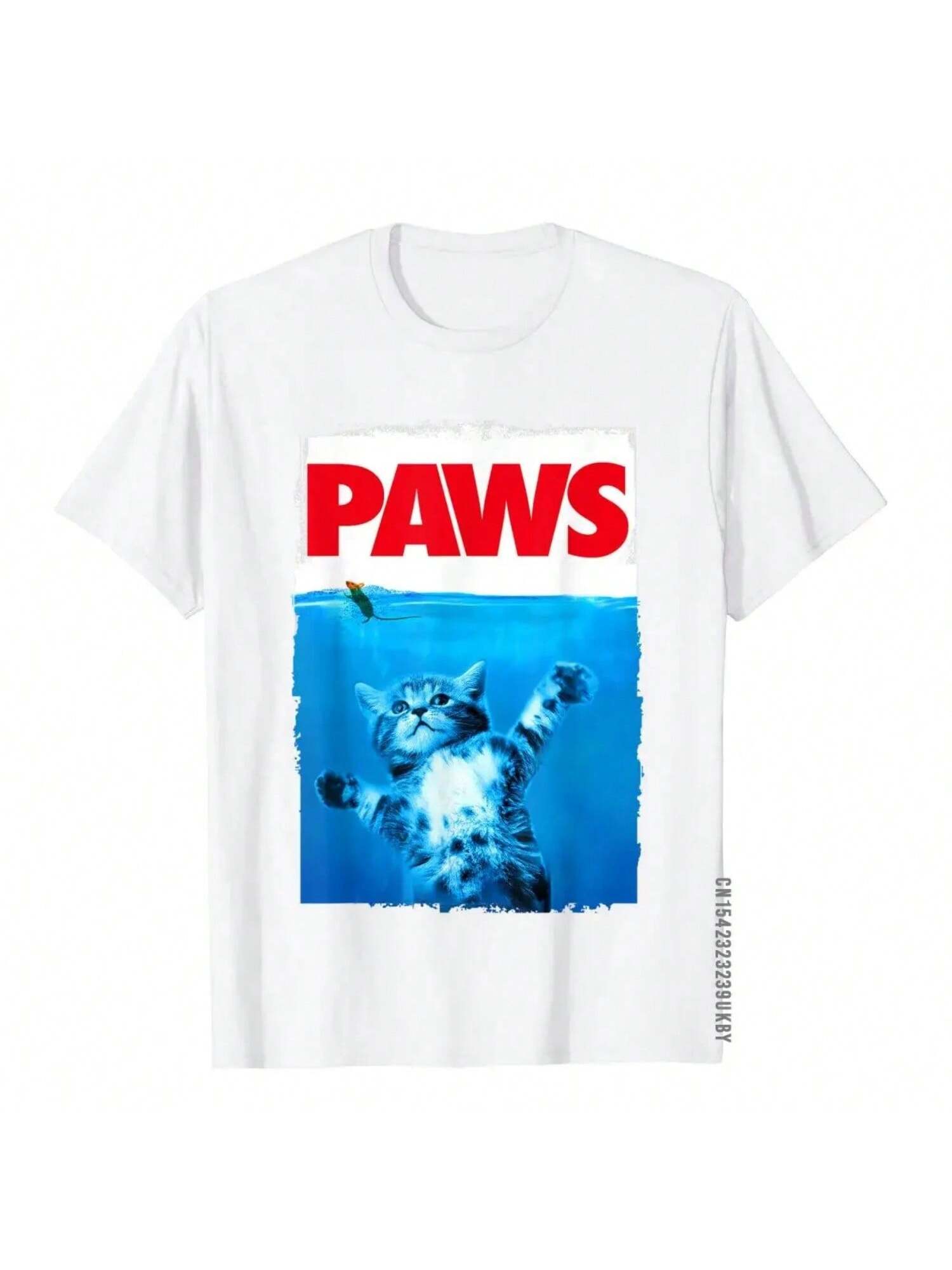 Paws Cat And Mouse Top Cute Funny Cat Lover Parody Top T-Shirt Top T-Shirts Preppy Style Special Tops & Tees Wounisex s Clothing S разноцветный