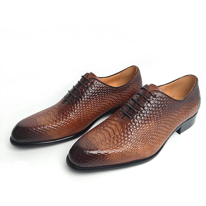 Fashion Luxury Formal Men Shoes Crocodile Embossed Social Business Handmade Lace-Up Fashion Customization Dress Man Shoe Genuine Leather