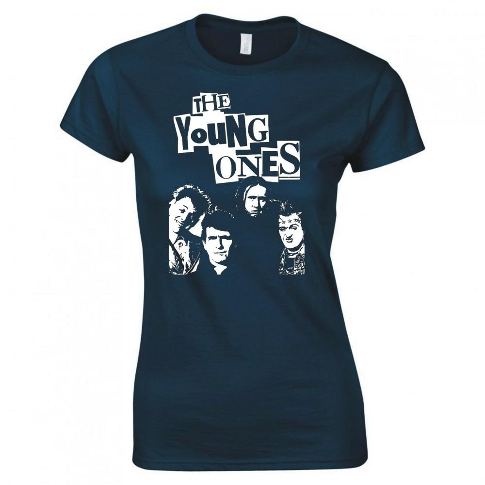Inspired By The Young Ones Group Logo Ladies Skinny Fit Tshirt S