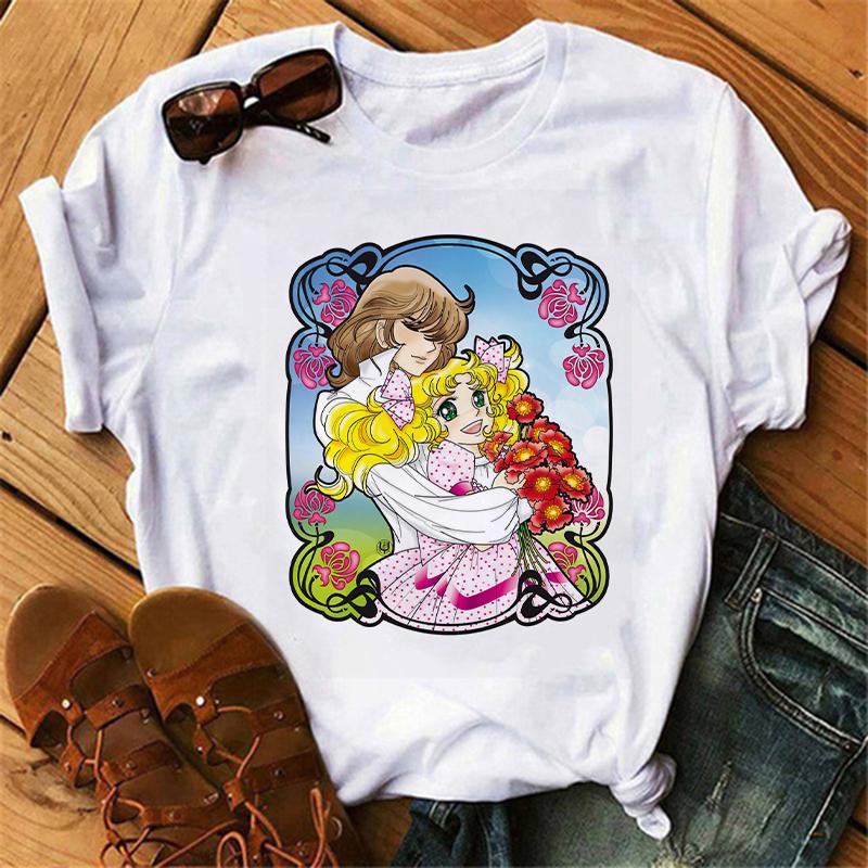 Anime Candy Candy T-shirt Clothes for Women Japanese Manga Short Sleeve Graphic Tee Y2k Kawaii Casual Tops Women's Sumer Clothes