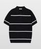 MANNERGRAM Textured Striped 100% Cotton Polo Short Sleeve Knit Black