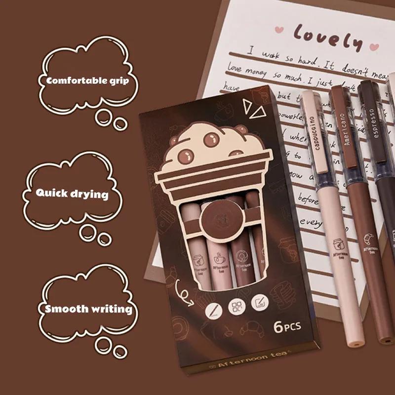 6 Teile/satz Kaffee Serie 0,5mm Gel Stift Hohe Kapazität Gel Tinte Stift Für Studenten Schnell Trocknend Schreiben Stift Schule Büro liefert Neue