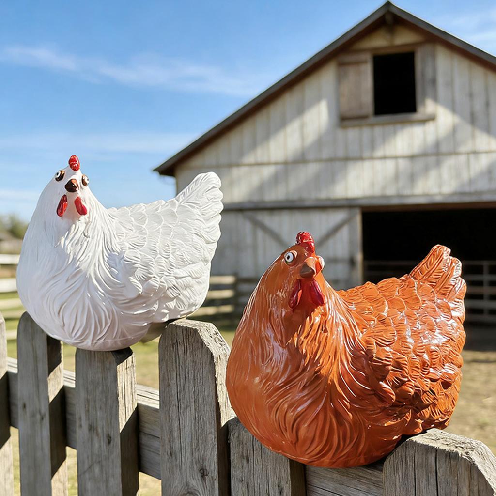 Chicken Ornaments Yard Art Decoration For Backyard Rooster Animals Stakes Animals Sculptures Garden Decoration
