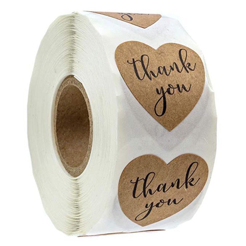 500 Kraft Paper Thank You Sealing Stickers for Handmade Dessert and Cake Gifts