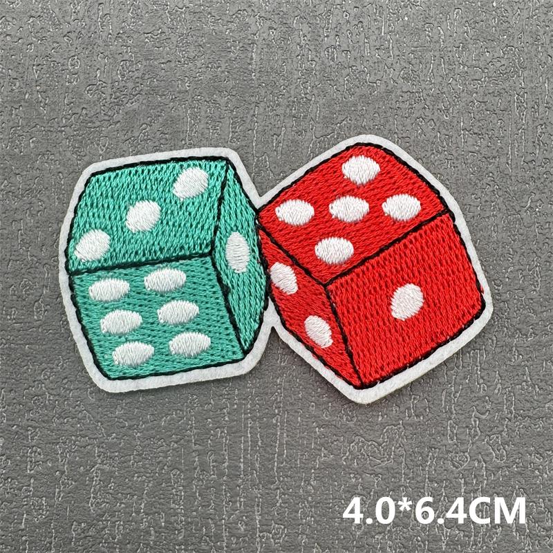 Cartoon Patch Diy Embroidery Patches For Clothing Stripes Badge Letterdice Patches For Jacket Iron On Patch On Clothes