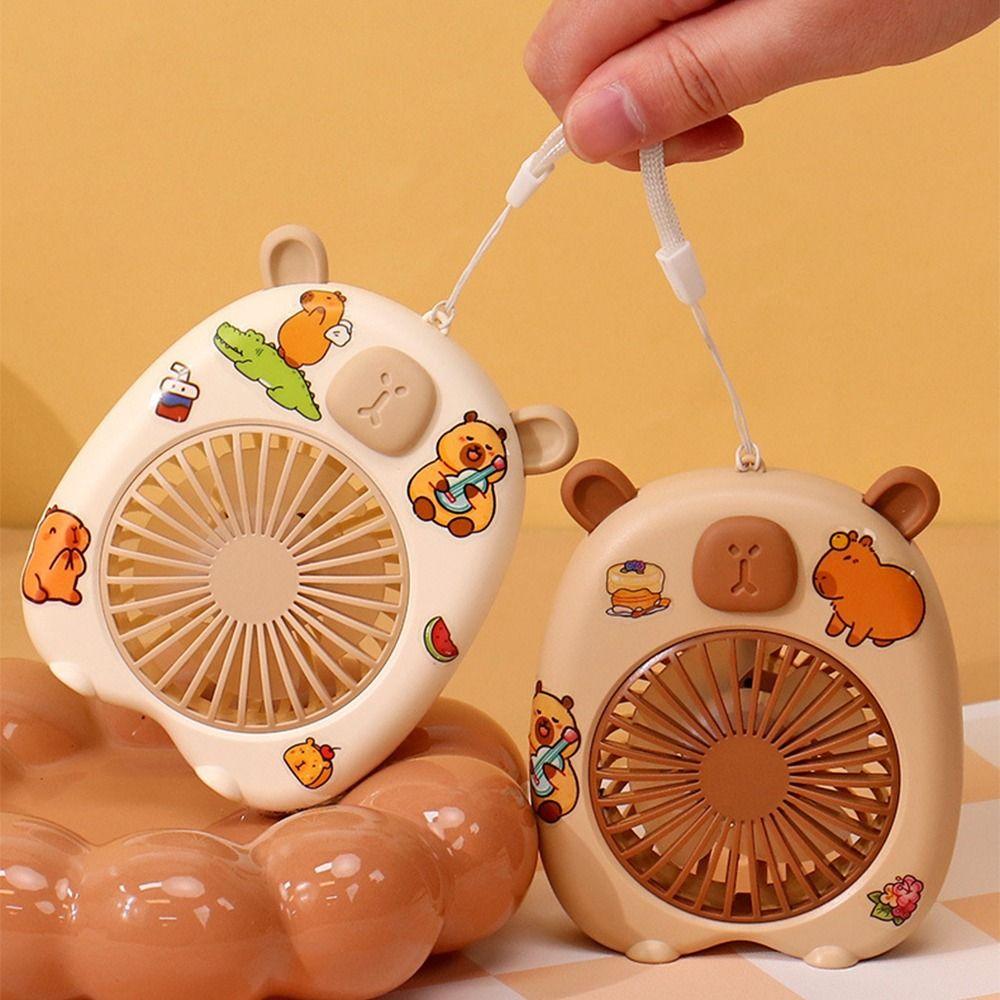 Solid Color Cute Capybara Fan Creative USB Mini Fan Simple Cartoon Handheld Fan  Camping