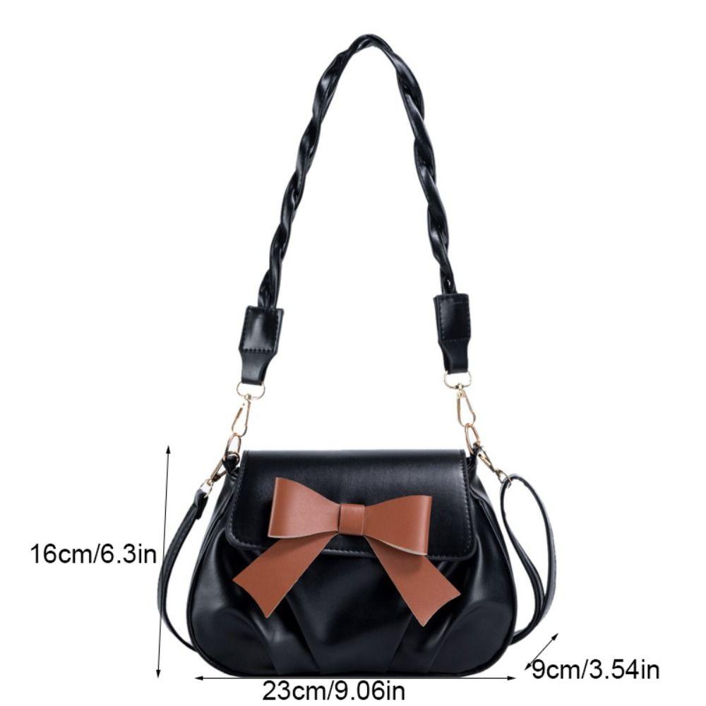 Handbag Bow Shoulder Bag Y2K PU Leather Underarm Bag Fashion Bowknot Crossbody Bag  Travel