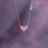 Pink heart-shaped zircon necklace, sweet and lovely girl, plated with real gold for color preservation