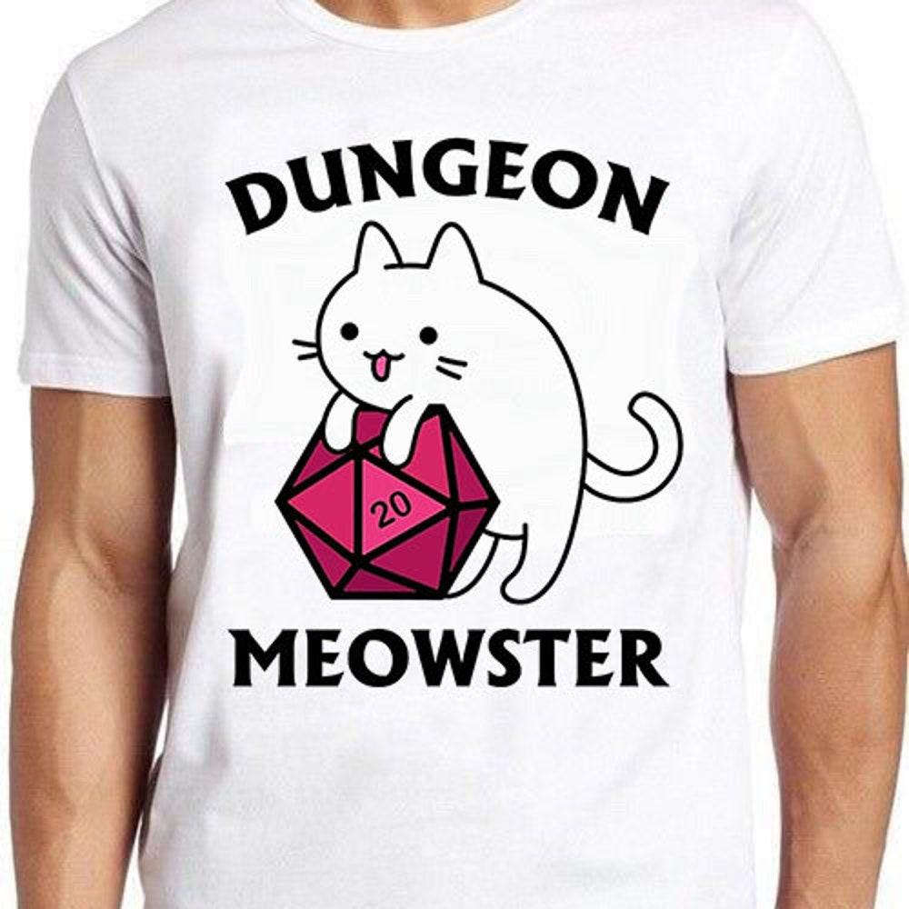 

Футболка из 100% хлопка плотностью 230 г/м2 с надписью Dungeon Meowster Dragons Monster DnD Guess I ll Die RPG Meme Shirt Funny Style Unisex Gamer Cult Movie Music Gift Tee T Shi XS белый