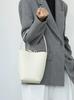 2024 Cowhide Leather Bucket Bag: Minimalist, Large-Capacity Commuter Tote for Women