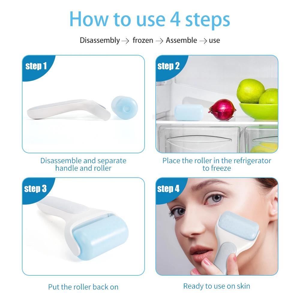 Rolă de gheață Role de masaj la rece pentru masaj facial și corporal Ochi Depuff Eliberarea durerii cu husă de călătorie Masaj facial pentru îngrijirea pielii