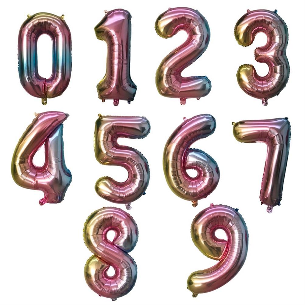 32 Inch Colorful Gradient Body Shaping Number Aluminum Foil Balloon