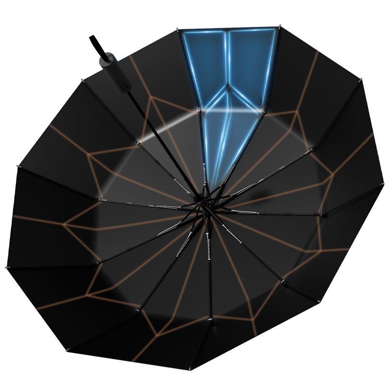 Fully Automatic Instant Folding Umbrella with Memory Fabric - Easy Fold Business Advertising Umbrella