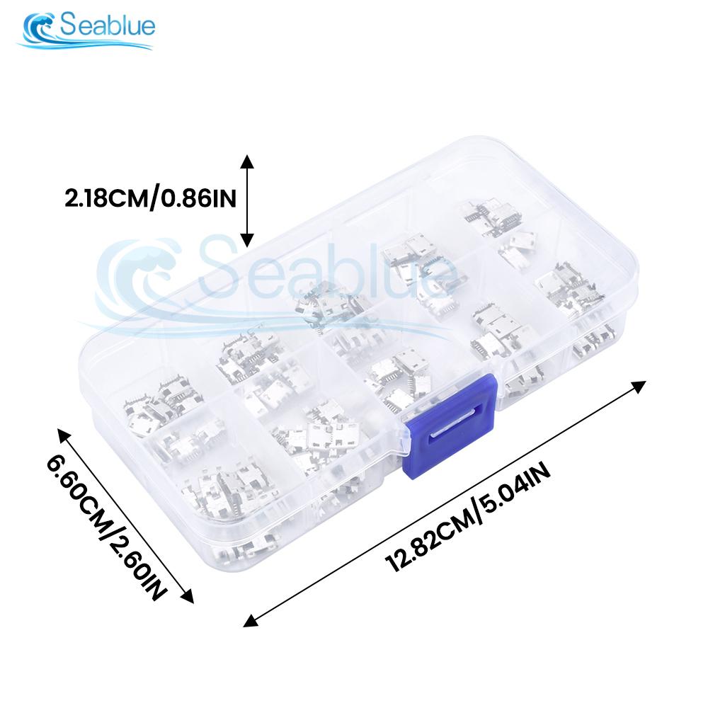 50/100PCS USB Connector Set All Copper Micro-USB 5 Pin Socket Jack 10 Models USB Socket Female Chassis Connector Wire Connectors