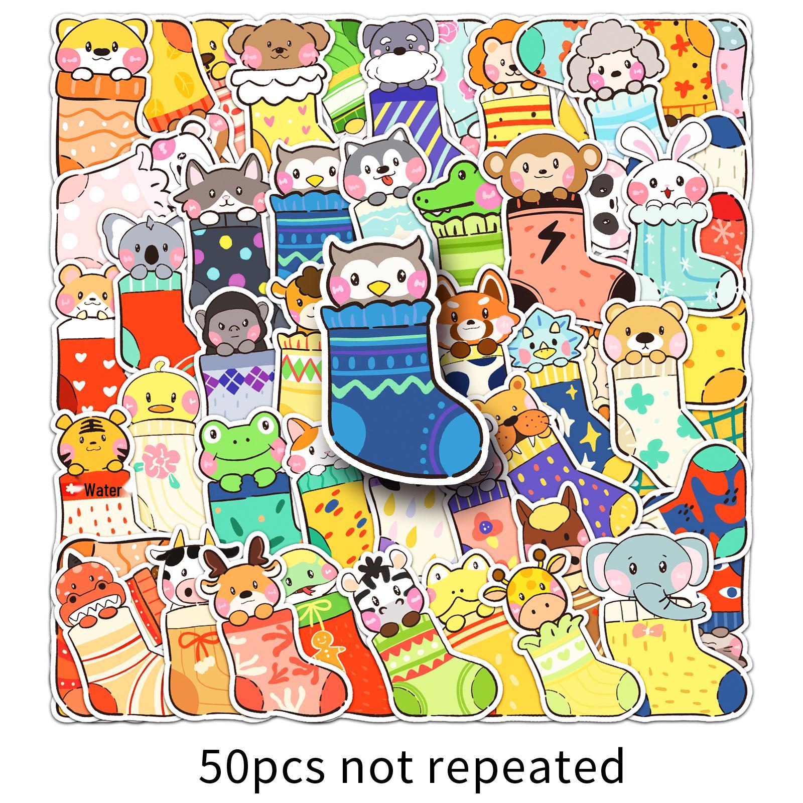 

50 Waterproof Cartoon Animal Stickers: Hand-drawn Decor for Notebooks & Phone Cases (50 Sheets)