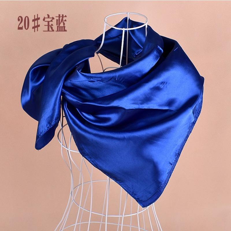 Selected solid color imitation silk generous silk scarf, women's silk scarf 90 * 90 color diced versatile scarf