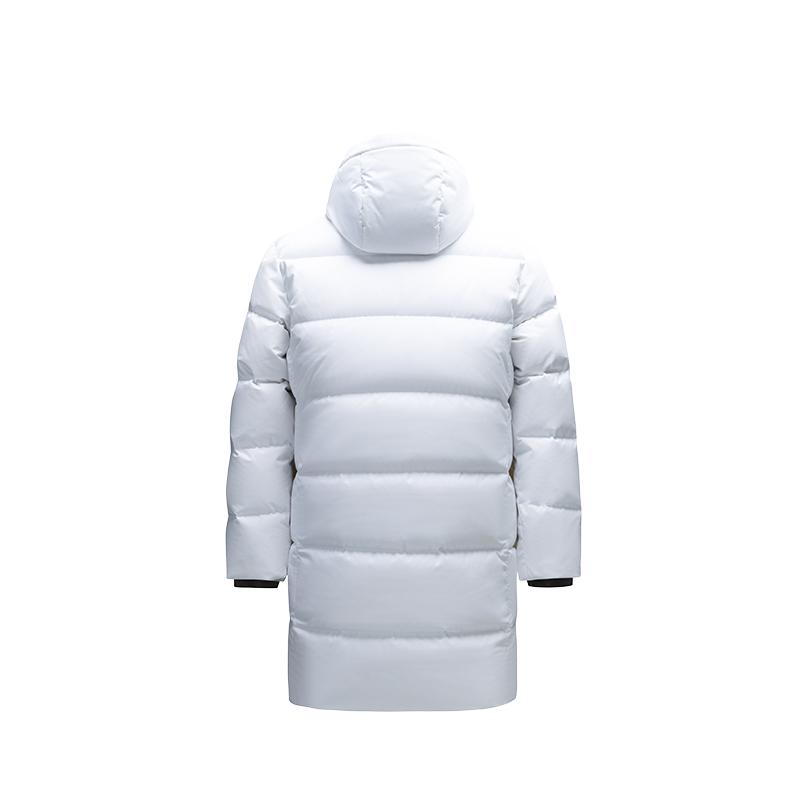 Anta Unifarbene mittellange warme dicke Daunenjacke mit Kapuze für Herren Oberbekleidung Reinweiß 152517922R-1