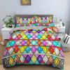 Geometric Duvet Cover Set Colourful 3D Design Polyester Comforter Cover Bedding Set King Queen Twin Full Size For Kids Teens Boy
