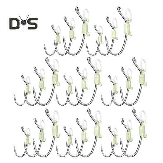 6/12/24 Pièces Hameçon Lumineux Fixe Crevette Vivante Métal Robuste Barbelé Hameçon de Pêche Eau Douce Eau Salée Poisson Chat Bar Accessoires de Pêche