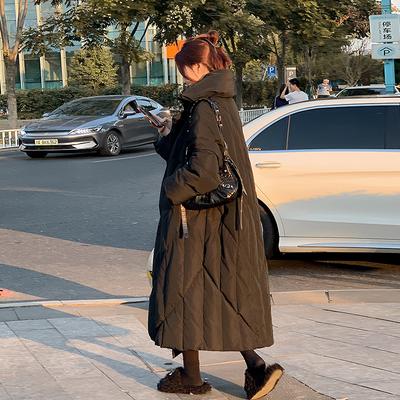New Cotton-padded Jacket Women's Winter Long Loose Over-the-knee Quilt Padded Cotton-padded Jacket.